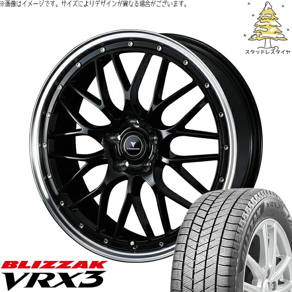 ブリヂストン ブリザック VRX3 225/55R18 ＋ ノヴァリス アセット M1 ブラック/リムポリッシュ 18インチ 7.5J +38 5H114.3P スタッドレス・ホイール4本セット。1枚目。
