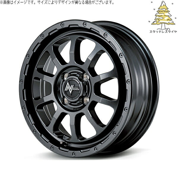 輸入スタッドレスタイヤ（銘柄指定不可） 165/60R15 ＋ ナイトロパワー M10 パーシング バレルブラック 15インチ 5J +45 4H100P ホイール4本セット。1枚目。