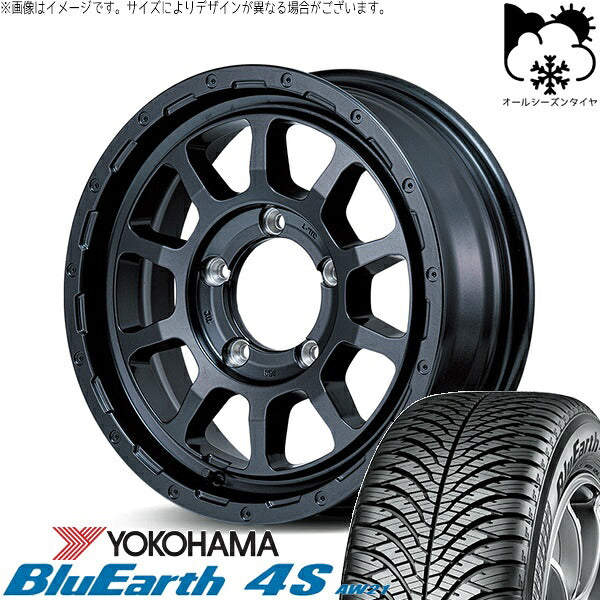 ヨコハマタイヤ ブルーアース4S AW21 215/70R16 ＋ ナイトロパワー M10 パーシング バレルブラック 16インチ 5.5J +20 5H139.7P オールシーズン・ホイール4本セット。1枚目。