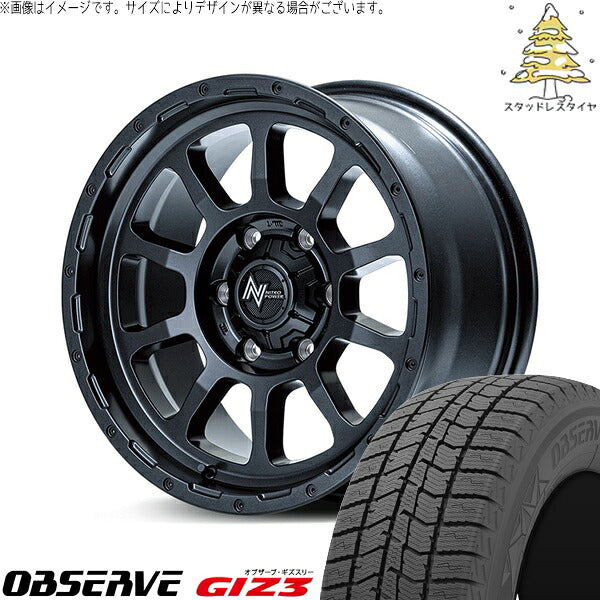 トーヨータイヤ オブザーブ ギズスリー (OBSERVE GIZ3) 205/65R16 ＋ ナイトロパワー M10 パーシング バレルブラック 16インチ 7.0J +40 5H114.3P スタッドレス・ホイール4本セット。1枚目。