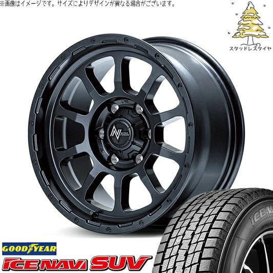 グッドイヤー アイスナビ SUV (ICENAVI SUV) 225/70R16 ＋ ナイトロパワー M10 パーシング バレルブラック 16インチ 7.0J +40 5H114.3P スタッドレス・ホイール4本セット。1枚目。