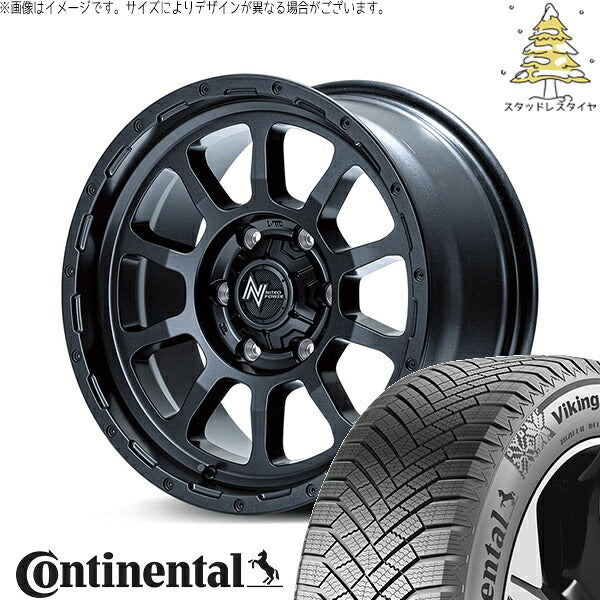 コンチネンタル バイキングコンタクト8 205/60R16 ＋ ナイトロパワー M10 パーシング バレルブラック 16インチ 7J +40 5H114.3P スタッドレス・ホイール4本セット。1枚目。