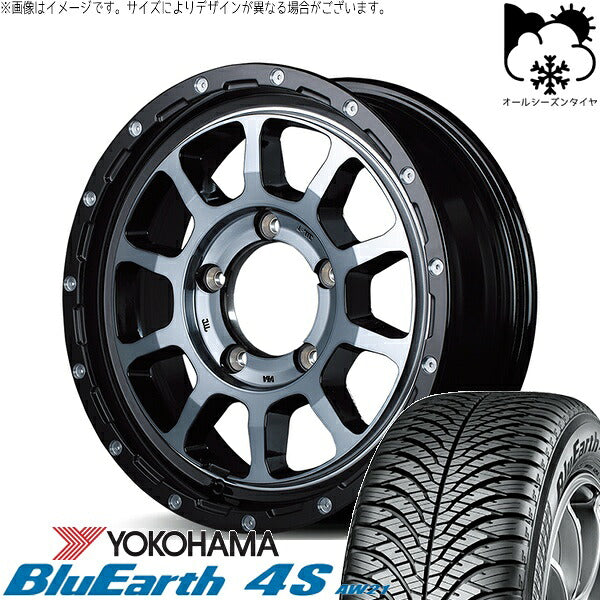 ヨコハマタイヤ ブルーアース4S AW21 215/70R16 ＋ ナイトロパワー M10 パーシング ブラック/マシニング/ブラッククリア 16インチ 6J -5 5H139.7P オールシーズン・ホイール4本セット。1枚目。