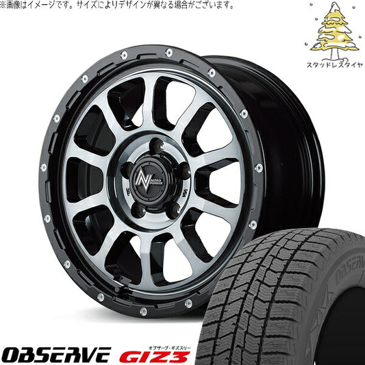 トーヨータイヤ オブザーブ GIZ3 215/70R15 ＋ ナイトロパワー M10 パーシング ブラック/マシニング/ブラッククリア 15インチ 6J +33 6H139.7P スタッドレス・ホイール4本セット。1枚目。