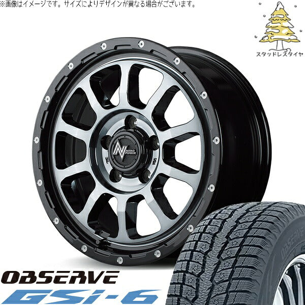 トーヨータイヤ オブザーブ Gsi-6 195/80R15 ＋ ナイトロパワー M10 パーシング ブラック/マシニング/ブラッククリア 15インチ 6J +33 6H139.7P スタッドレス・ホイール4本セット。1枚目。
