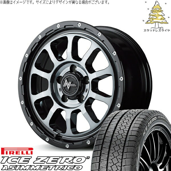 ピレリ アイスゼロアシンメトリコ (ICEZERO ASIMMETRICO) 215/60R16 ＋ ナイトロパワー M10 パーシング ブラック/マシニング/ブラッククリア 16インチ 7.0J +40 5H114.3P スタッドレス・ホイール4本セット。1枚目。