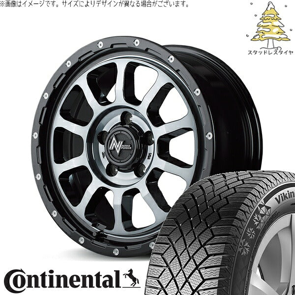 コンチネンタル バイキングコンタクト7 215/70R16 ＋ ナイトロパワー M10 パーシング ブラック/マシニング/ブラッククリア 16インチ 7J +40 5H114.3P スタッドレス・ホイール4本セット。1枚目。