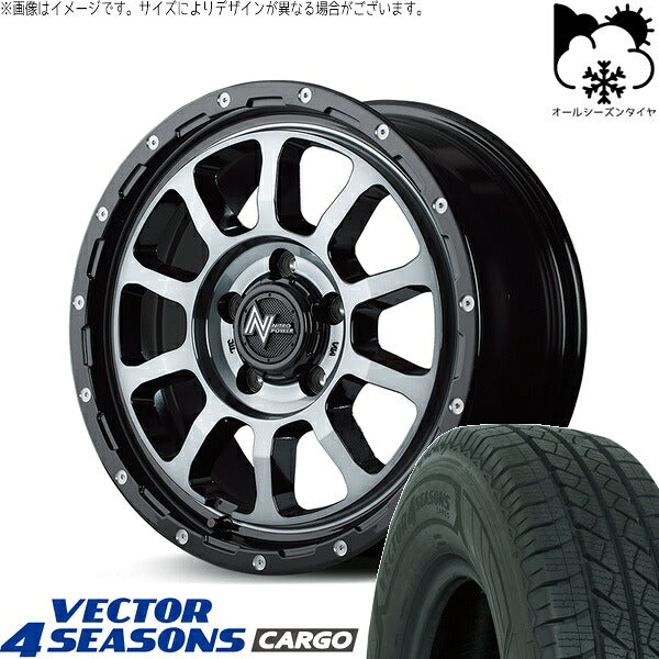 グッドイヤー ベクター4シーズンズ カーゴ 195/80R15 ＋ ナイトロパワー M10 パーシング ブラック/マシニング/ブラッククリア 15インチ 6J +33 6H139.7P オールシーズン・ホイール4本セット。1枚目。