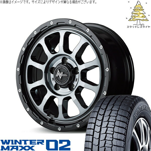 ダンロップ ウィンターマックス02 (WINTERMAXX02 WM02) 215/60R16 ＋ ナイトロパワー M10 パーシング ブラック/マシニング/ブラッククリア 16インチ 7.0J +40 5H114.3P スタッドレス・ホイール4本セット。1枚目。