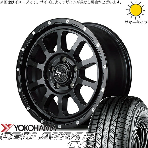 ヨコハマタイヤ ジオランダーCV G058 215/65R16 ＋ ナイトロパワー M10 パーシング セミグロスブラック/マシニング 16インチ 7J +40 5H114.3P サマー・ホイール4本セット。1枚目。