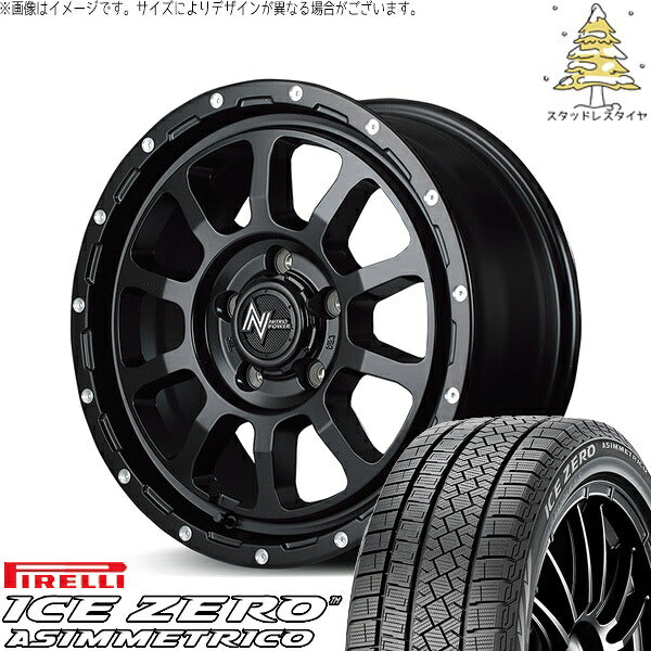 ピレリ アイスゼロアシンメトリコ 215/60R16 ＋ ナイトロパワー M10 パーシング セミグロスブラック/マシニング 16インチ 7J +40 5H114.3P スタッドレス・ホイール4本セット。1枚目。