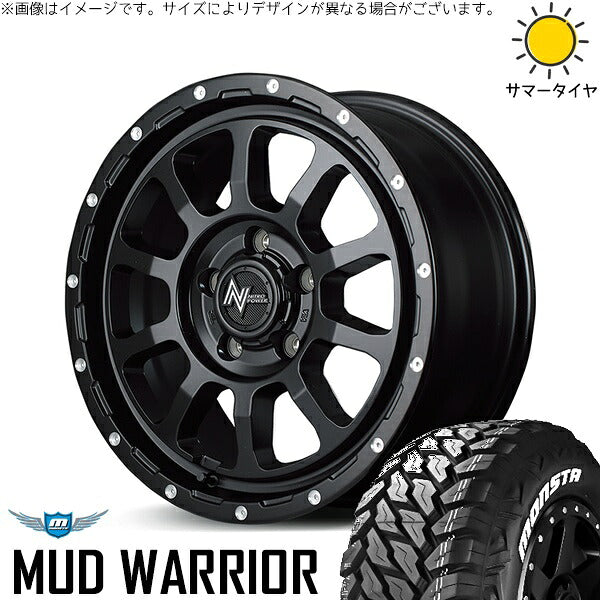 モンスタタイヤ マッドウォーリアー (MUD WARRIOR) 215/70R16 ＋ ナイトロパワー M10 パーシング セミグロスブラック/マシニング 16インチ 7J +40 5H114.3P サマー・ホイール4本セット。1枚目。