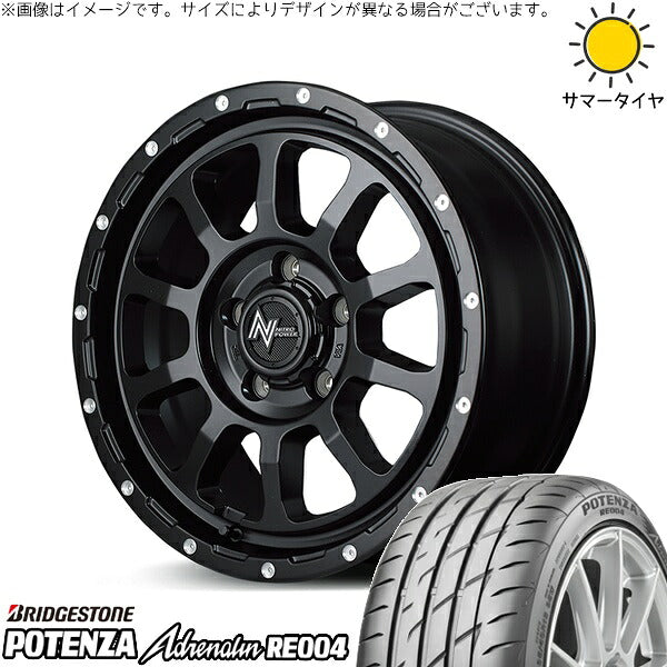 ブリヂストン ポテンザ アドレナリン RE004 205/55R16 ＋ ナイトロパワー M10 パーシング セミグロスブラック/マシニング 16インチ 7J +40 5H114.3P サマー・ホイール4本セット。1枚目。