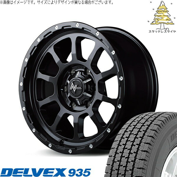 トーヨータイヤ デルベックス 935 195/80R15 ＋ ナイトロパワー M10 パーシング セミグロスブラック/マシニング 15インチ 6J +45 6H139.7P スタッドレス・ホイール4本セット。1枚目。