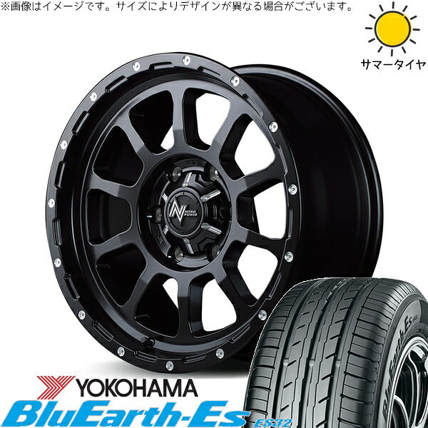 ヨコハマタイヤ ブルーアース ES32 215/70R15 ＋ ナイトロパワー M10 パーシング セミグロスブラック/マシニング 15インチ 6J +45 6H139.7P サマー・ホイール4本セット。1枚目。
