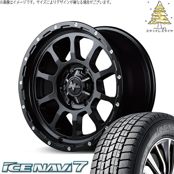 グッドイヤー アイスナビ7 215/70R15 ＋ ナイトロパワー M10 パーシング セミグロスブラック/マシニング 15インチ 6J +45 6H139.7P スタッドレス・ホイール4本セット。1枚目。