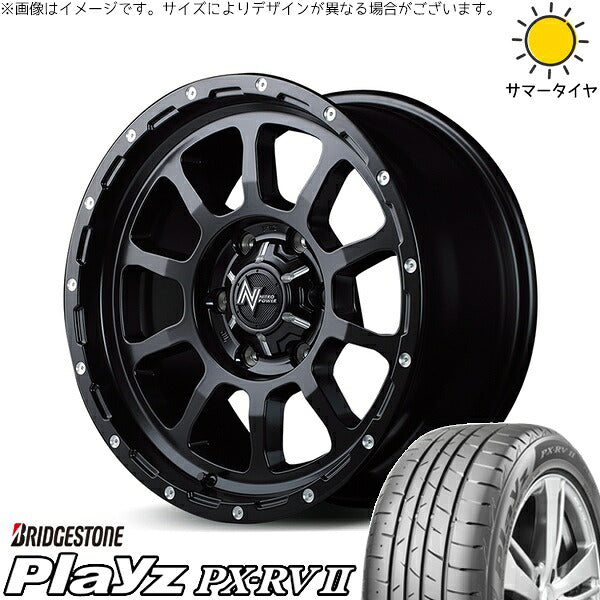 ブリヂストン プレイズ PX-RV2 215/65R16 ＋ ナイトロパワー M10 パーシング セミグロスブラック/マシニング 16インチ 6.5J +38 6H139.7P サマー・ホイール4本セット。1枚目。