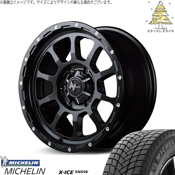 ミシュラン エックスアイス スノー 215/70R16 ＋ ナイトロパワー M10 パーシング セミグロスブラック/マシニング 16インチ 6.5J +38 6H139.7P スタッドレス・ホイール4本セット。1枚目。