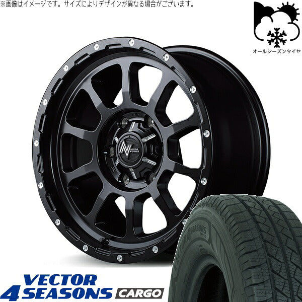グッドイヤー ベクター4シーズンズ カーゴ 195/80R15 ＋ ナイトロパワー M10 パーシング セミグロスブラック/マシニング 15インチ 6J +45 6H139.7P オールシーズン・ホイール4本セット。1枚目。