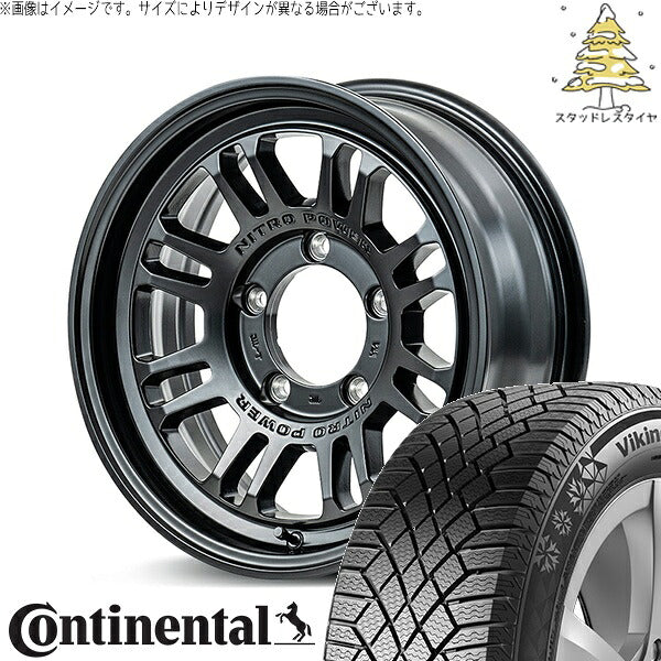 コンチネンタル バイキングコンタクト7 215/70R16 ＋ ナイトロパワー M16 アサルト セミグロスブラック 16インチ 6J -5 5H139.7P スタッドレス・ホイール4本セット。1枚目。