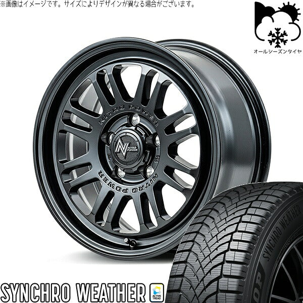 ダンロップ シンクロウェザー 215/65R16 ＋ ナイトロパワー M16 アサルト セミグロスブラック 16インチ 7J +40 5H114.3P オールシーズン・ホイール4本セット。1枚目。