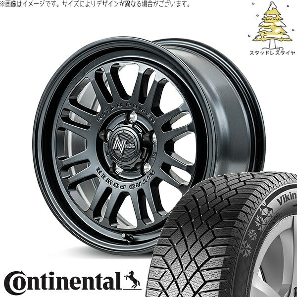コンチネンタル バイキングコンタクト7 225/55R17 ＋ ナイトロパワー M16 アサルト セミグロスブラック 17インチ 7J +55 5H114.3P スタッドレス・ホイール4本セット。1枚目。