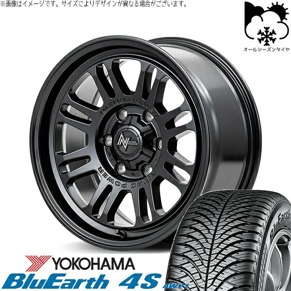 ヨコハマタイヤ ブルーアース4S AW21 215/70R16 ＋ ナイトロパワー M16 アサルト セミグロスブラック 16インチ 6.5J +38 6H139.7P オールシーズン・ホイール4本セット。1枚目。