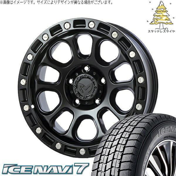 グッドイヤー アイスナビ7 195/65R16 ＋ MKW M204 ブラックキャット 16インチ 7J +35 5H114.3P スタッドレス・ホイール4本セット。1枚目。