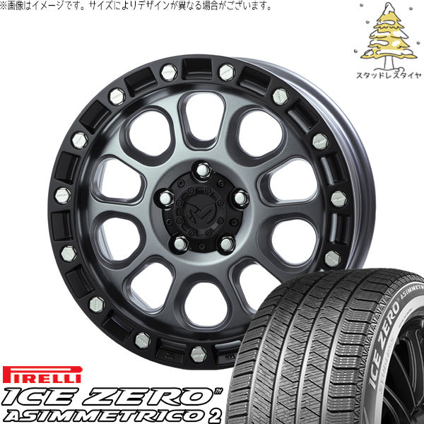 ピレリ アイスゼロアシンメトリコ2 215/65R16 ＋ MKW M204 ドライグレー 16インチ 7J +35 5H114.3P スタッドレス・ホイール4本セット。1枚目。