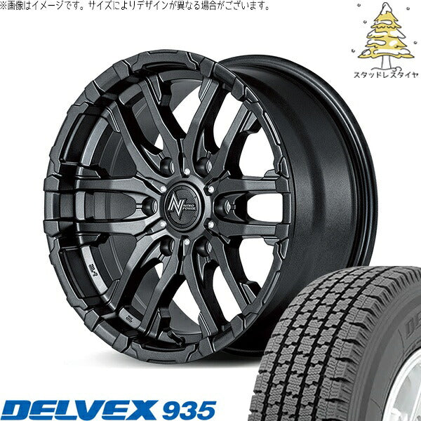 トーヨータイヤ デルベックス 935 195/80R15 ＋ ナイトロパワー M26 クロスファング バレルブラック 15インチ 6J +45 6H139.7P スタッドレス・ホイール4本セット。1枚目。