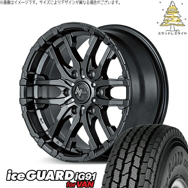 ヨコハマタイヤ アイスガード91 IG91 215/70R15 ＋ ナイトロパワー M26 クロスファング バレルブラック 15インチ 6J +33 6H139.7P スタッドレス・ホイール4本セット。1枚目。