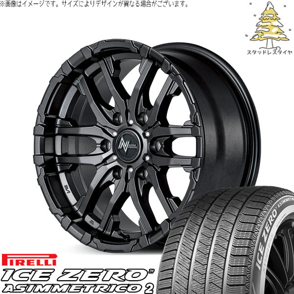 ピレリ アイスゼロアシンメトリコ2 215/60R17 ＋ ナイトロパワー M26 クロスファング バレルブラック 17インチ 6.5J +38 6H139.7P スタッドレス・ホイール4本セット。1枚目。