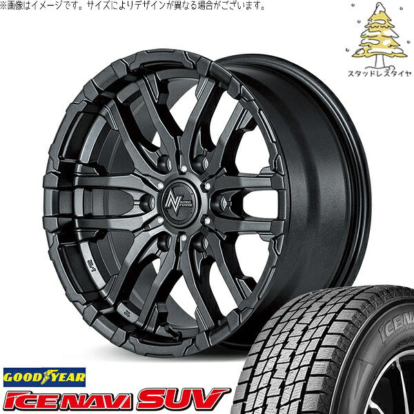 グッドイヤー アイスナビ SUV 215/65R16 ＋ ナイトロパワー M26 クロスファング バレルブラック 16インチ 6.5J +48 6H139.7P スタッドレス・ホイール4本セット。1枚目。