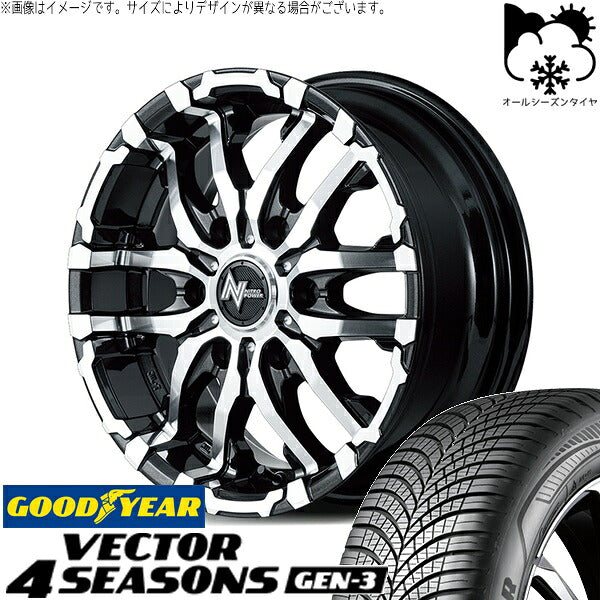 グッドイヤー ベクター4シーズンズ GEN-3 215/60R17 ＋ ナイトロパワー M26 クロスファング ブラックメタリック/ミラーカット 17インチ 6.5J +38 6H139.7P オールシーズン・ホイール4本セット。1枚目。