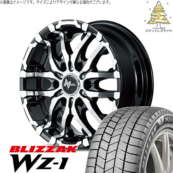ブリヂストン ブリザック WZ-1 215/70R16 ＋ ナイトロパワー M26 クロスファング ブラックメタリック/ミラーカット 16インチ 5.5J +20 5H139.7P スタッドレス・ホイール4本セット。1枚目。