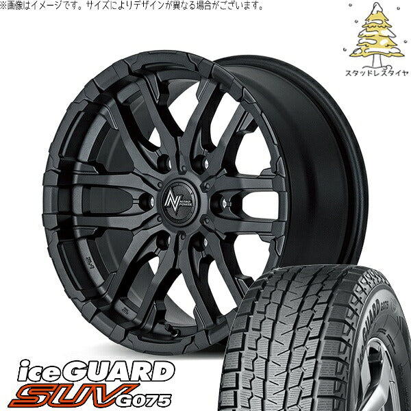 ヨコハマタイヤ アイスガード SUV G075 6.50R16 ＋ ナイトロパワー M26 クロスファング ブラストブラック 16インチ 5.5J +20 5H139.7P スタッドレス・ホイール4本セット。1枚目。