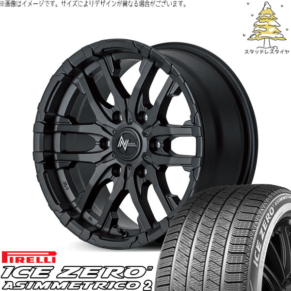 ピレリ アイスゼロアシンメトリコ2 215/65R16 ＋ ナイトロパワー M26 クロスファング ブラストブラック 16インチ 6.5J +38 6H139.7P スタッドレス・ホイール4本セット。1枚目。