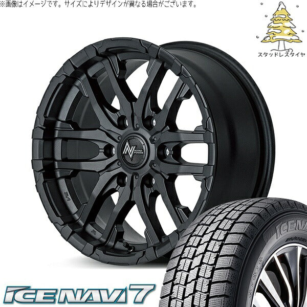 グッドイヤー アイスナビ7 215/65R16 ＋ ナイトロパワー M26 クロスファング ブラストブラック 16インチ 6.5J +38 6H139.7P スタッドレス・ホイール4本セット。1枚目。