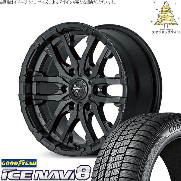 グッドイヤー アイスナビ8 215/65R16 ＋ ナイトロパワー M26 クロスファング ブラストブラック 16インチ 6.5J +38 6H139.7P スタッドレス・ホイール4本セット。1枚目。