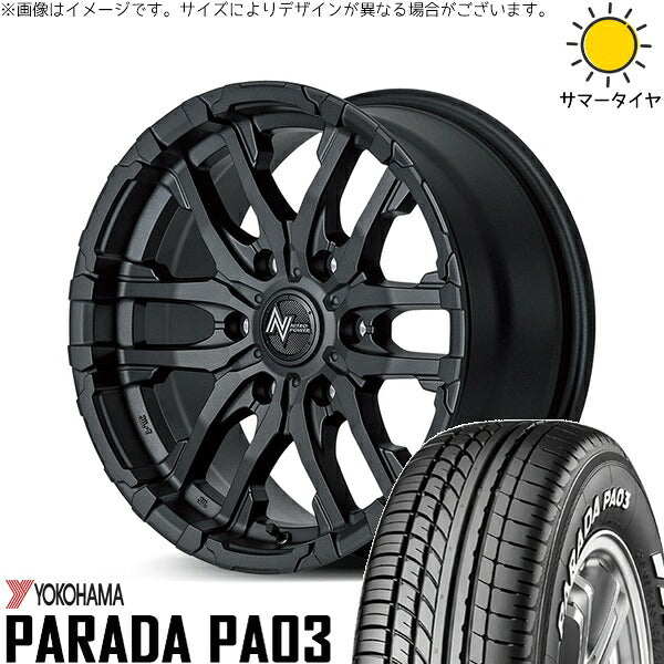 ヨコハマタイヤ パラダ PA03 215/65R16 ＋ ナイトロパワー M26 クロスファング ブラストブラック 16インチ 6.5J +38 6H139.7P サマー・ホイール4本セット。1枚目。