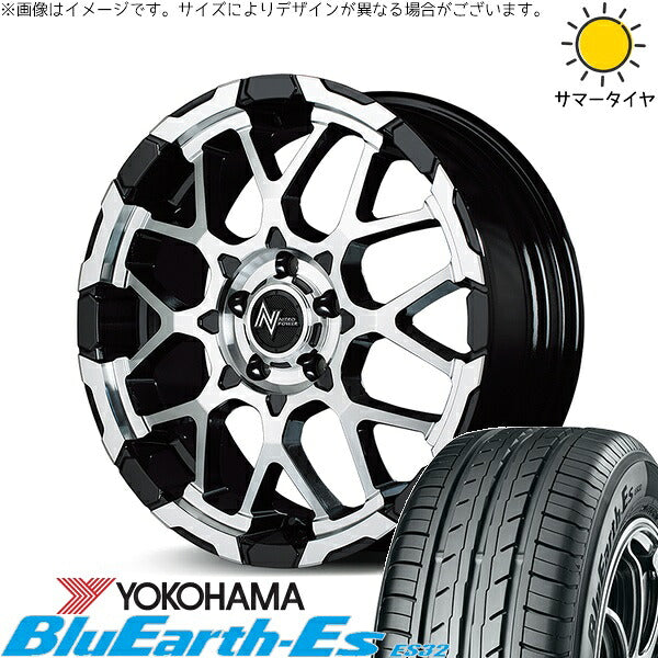 ヨコハマタイヤ ブルーアース ES32 205/60R16 ＋ ナイトロパワー M28 バレット ブラック/ミラーカット 16インチ 7J +40 5H114.3P サマー・ホイール4本セット。1枚目。