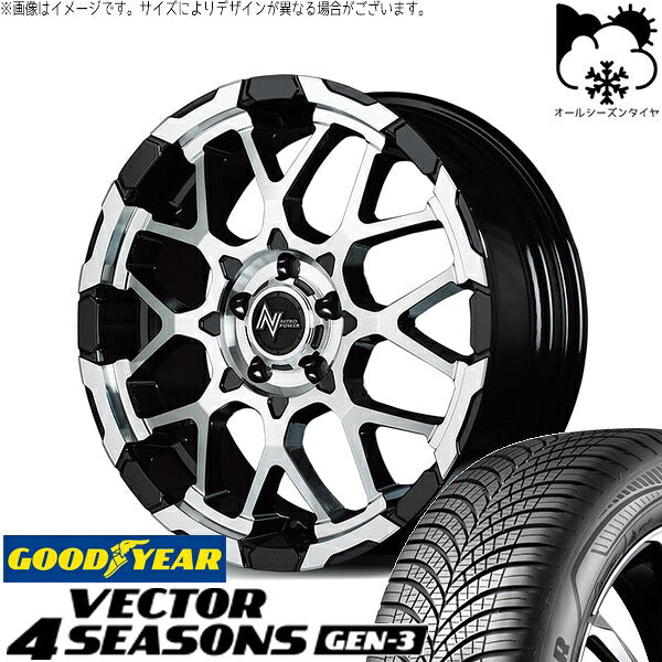 グッドイヤー ベクター4シーズンズ GEN-3 205/60R16 ＋ ナイトロパワー M28 バレット ブラック/ミラーカット 16インチ 7J +40 5H114.3P オールシーズン・ホイール4本セット。1枚目。