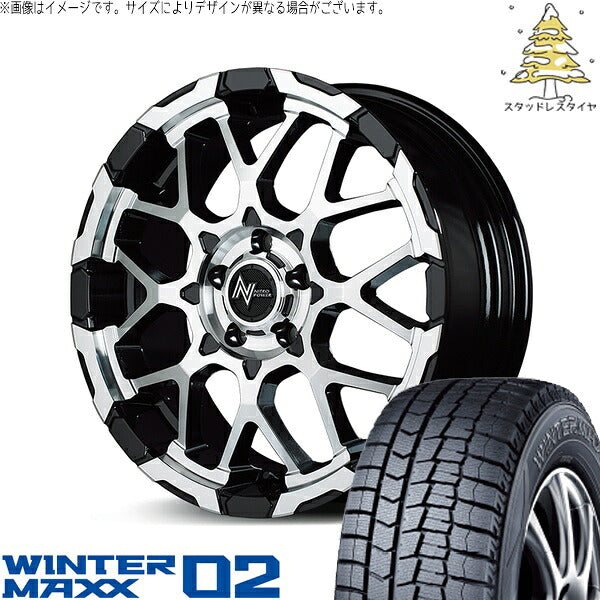 ダンロップ ウィンターマックス02 215/60R16 ＋ ナイトロパワー M28 バレット ブラック/ミラーカット 16インチ 7J +40 5H114.3P スタッドレス・ホイール4本セット。1枚目。