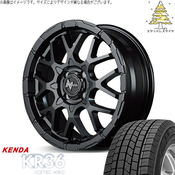ケンダ アイステックネオ KR36 195/45R16 ＋ ナイトロパワー M28 バレット セミグロスブラック 16インチ 6J +40 4H100P スタッドレス・ホイール4本セット。1枚目。