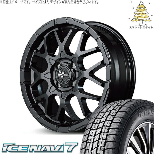 グッドイヤー アイスナビ7 205/55R16 ＋ ナイトロパワー M28 バレット セミグロスブラック 16インチ 6J +40 4H100P スタッドレス・ホイール4本セット。1枚目。