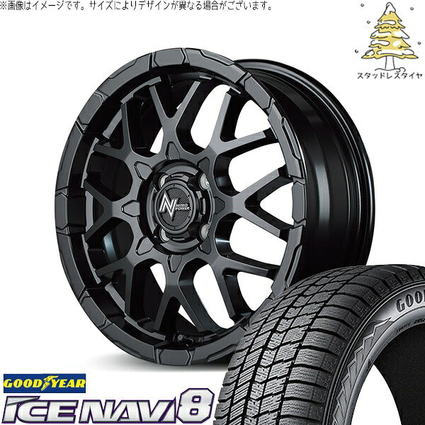 グッドイヤー アイスナビ8 165/60R15 ＋ ナイトロパワー M28 バレット セミグロスブラック 15インチ 5J +48 4H100P スタッドレス・ホイール4本セット。1枚目。