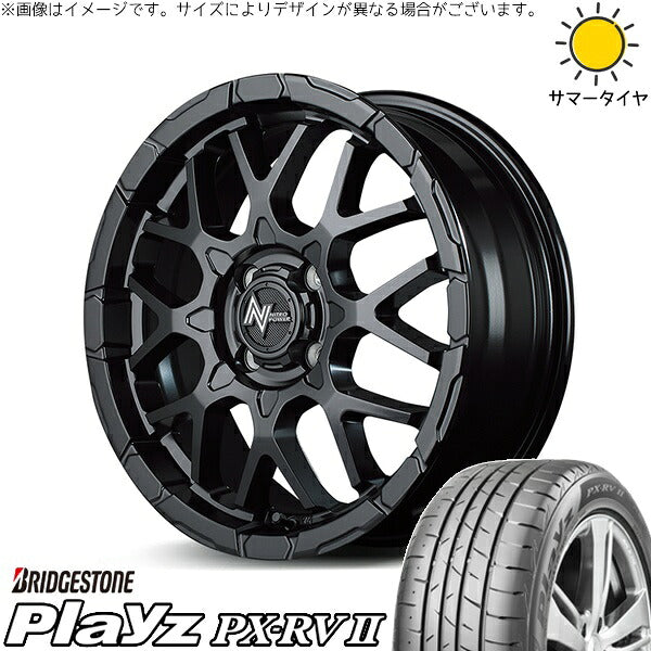 ブリヂストン プレイズ PX-RV2 195/65R16 ＋ ナイトロパワー M28 バレット セミグロスブラック 16インチ 6J +40 4H100P サマー・ホイール4本セット。1枚目。
