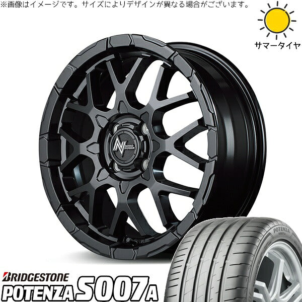 ブリヂストン ポテンザ S007A 205/55R16 ＋ ナイトロパワー M28 バレット セミグロスブラック 16インチ 6J +40 4H100P サマー・ホイール4本セット。1枚目。