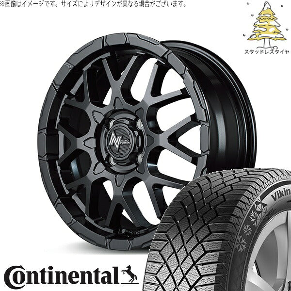 コンチネンタル バイキングコンタクト7 195/55R16 ＋ ナイトロパワー M28 バレット セミグロスブラック 16インチ 6J +40 4H100P スタッドレス・ホイール4本セット。1枚目。