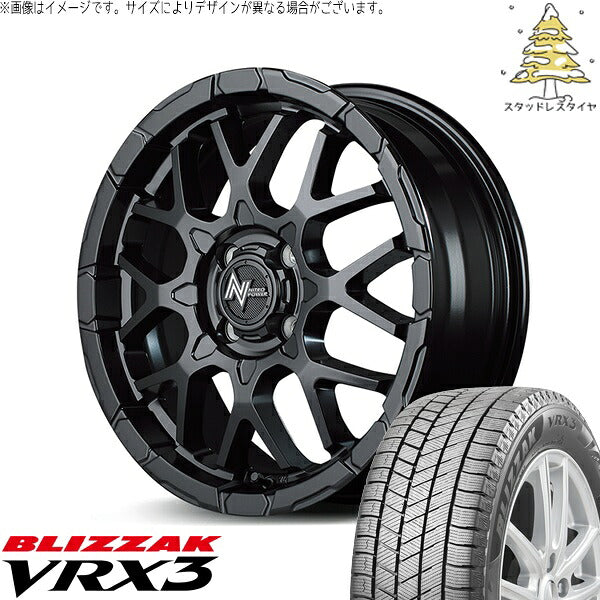 ブリヂストン ブリザック VRX3 185/60R16 ＋ ナイトロパワー M28 バレット セミグロスブラック 16インチ 6J +40 4H100P スタッドレス・ホイール4本セット。1枚目。